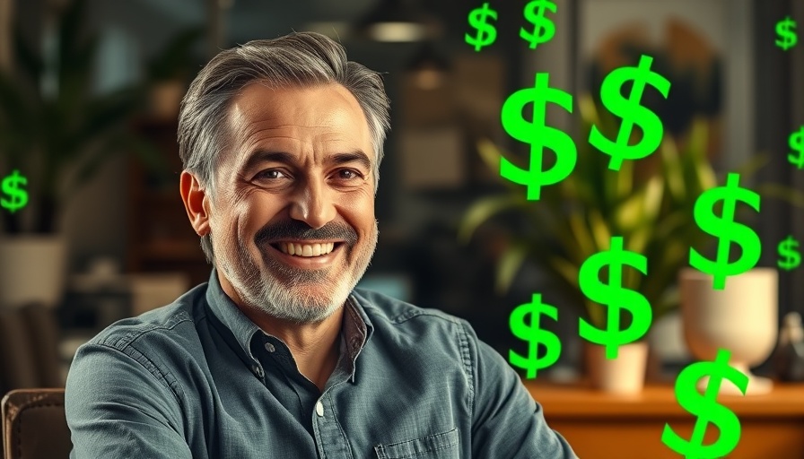 Confident man in office setting with dollar signs, set up a family office.