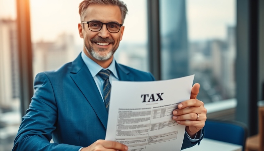 Confident businessman illustrating tax planning for next year concept.