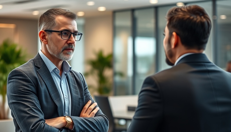 Professional discussion in modern office about high-value real estate deals.