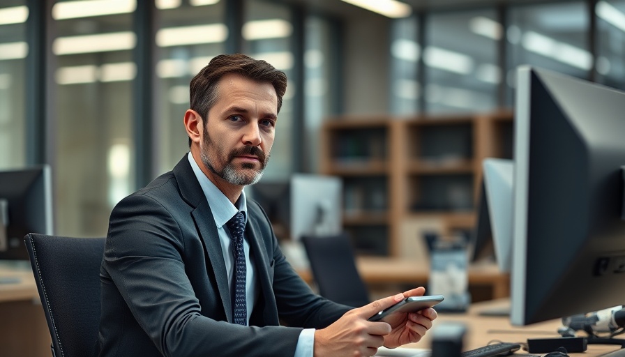 Businessman discussing in modern office setting.