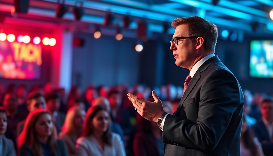 Engaging business speaker discusses tax-savvy strategies at conference.