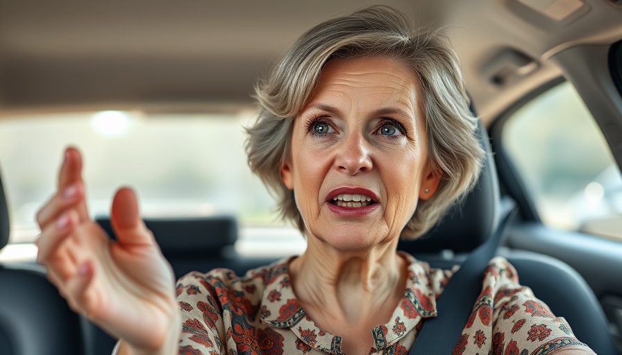 Energetic woman in car discussing content creation strategies.