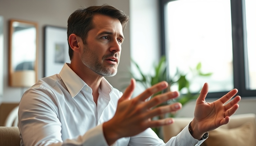 Engaged male discussing with hand gestures, highlighting the value of real estate agents.