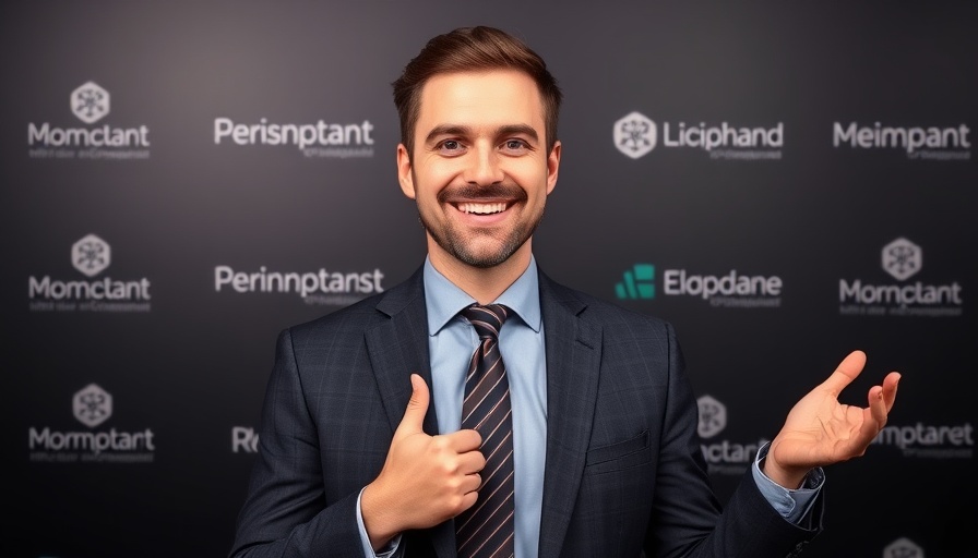 Confident man discussing mortgage opportunities for agents in a presentation.