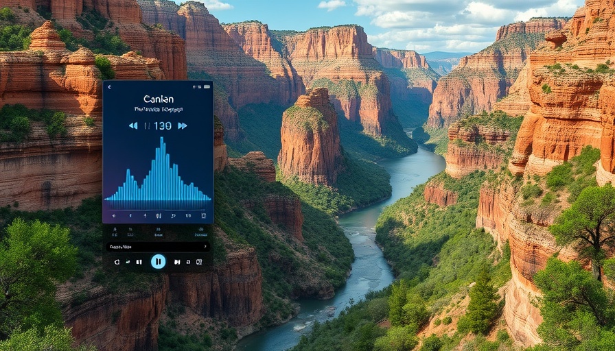 Modern tech interface alongside a canyon, showcasing nature and technology.