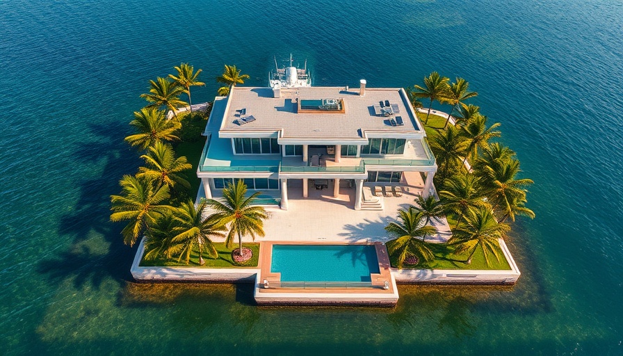 Luxury waterfront mansion aerial view, modern design, dream house tour.