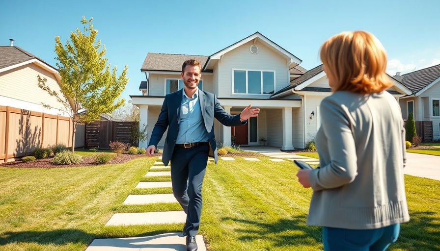 Cheerful agent guiding client to buy a house now