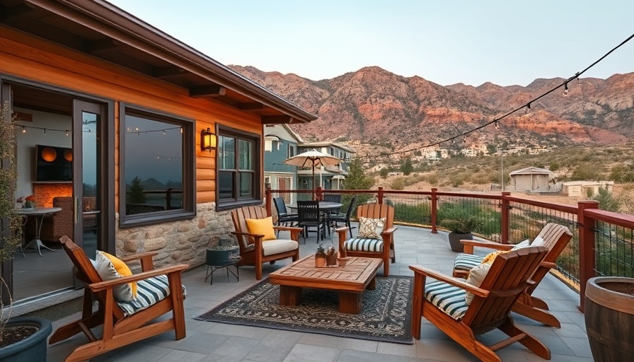 Charming outdoor patio with mountain backdrop, home features buyers are looking for.