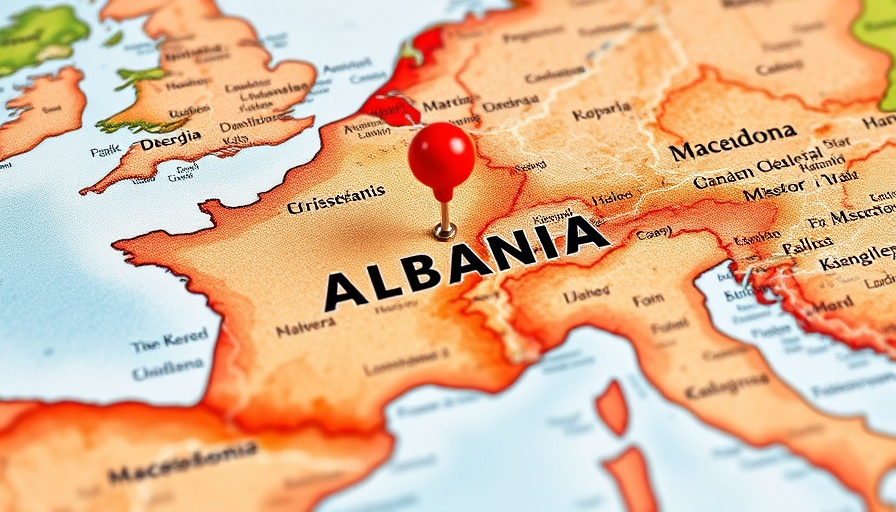 Forbes Global Properties Albania map with pin on Tirana.