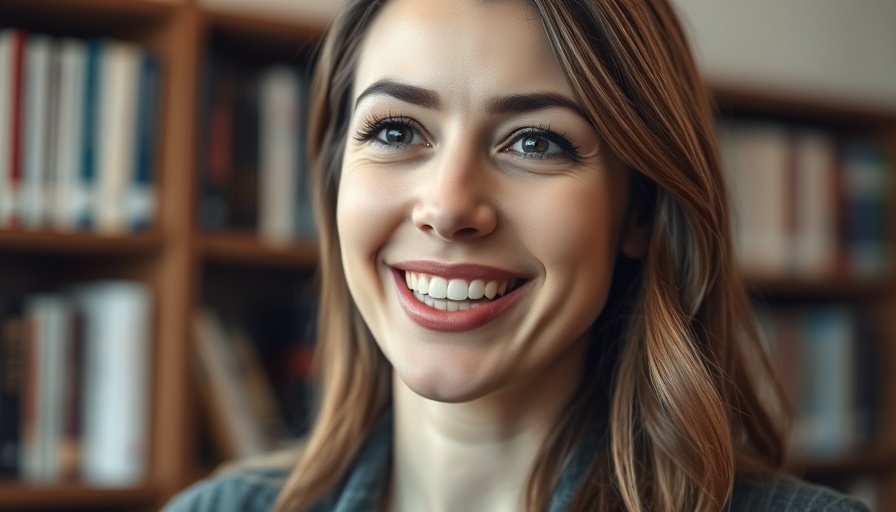 Confident woman speaking in a video about YouTube Titles and Thumbnails.