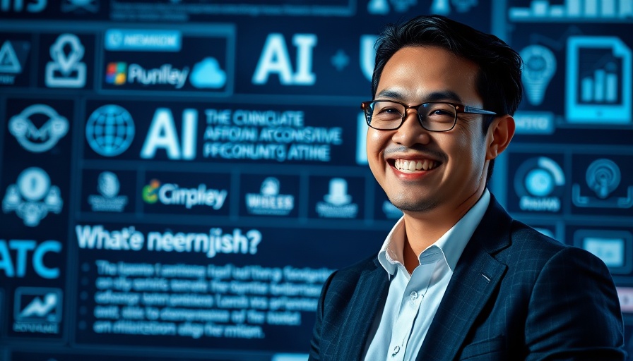Event poster on personalized approach in AI with smiling professional.