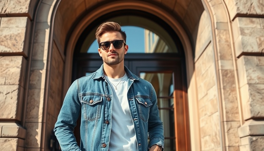 Man returning to NYC, standing confidently in denim jacket.