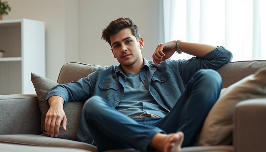 Casual young man discussing Redfin housing forecast on a couch.