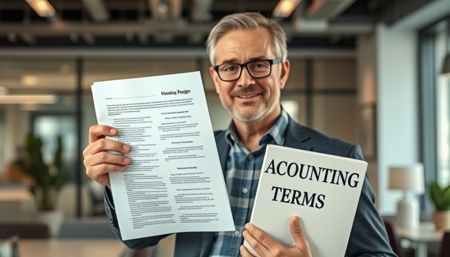 Business owner confidently presenting accounting terms and balance sheet.