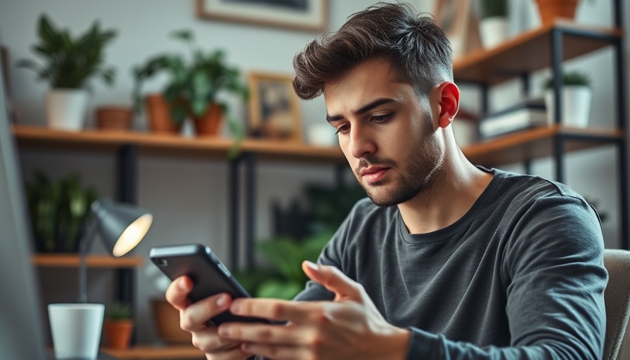 Young man contemplating seller response time to an offer in home office.