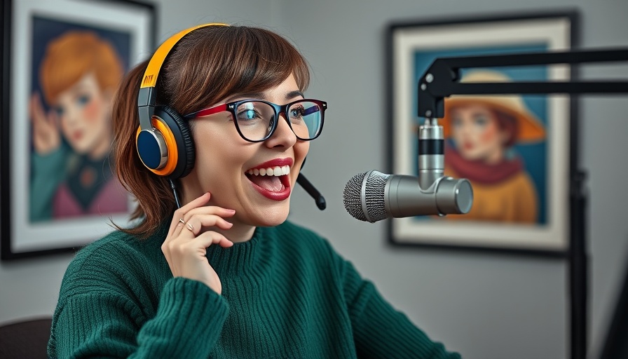 Woman in podcast studio discussing tax-free real estate profits.