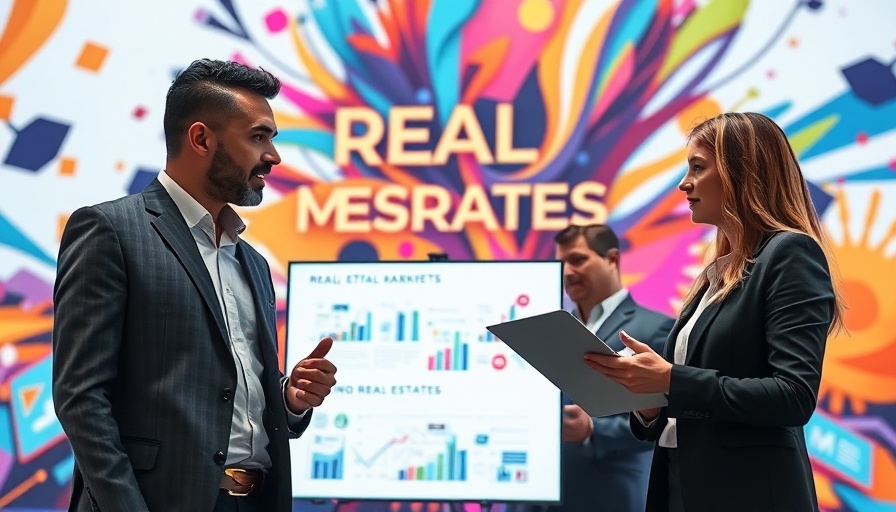 Real estate marketers discuss lead generation automation, vibrant digital banner.