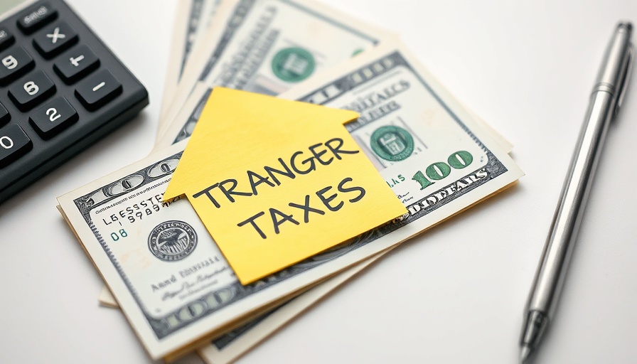 Transfer taxes concept with cash, sticky note, and calculator.