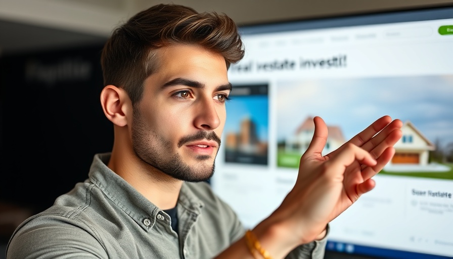 Young male explaining real estate investment platform online.