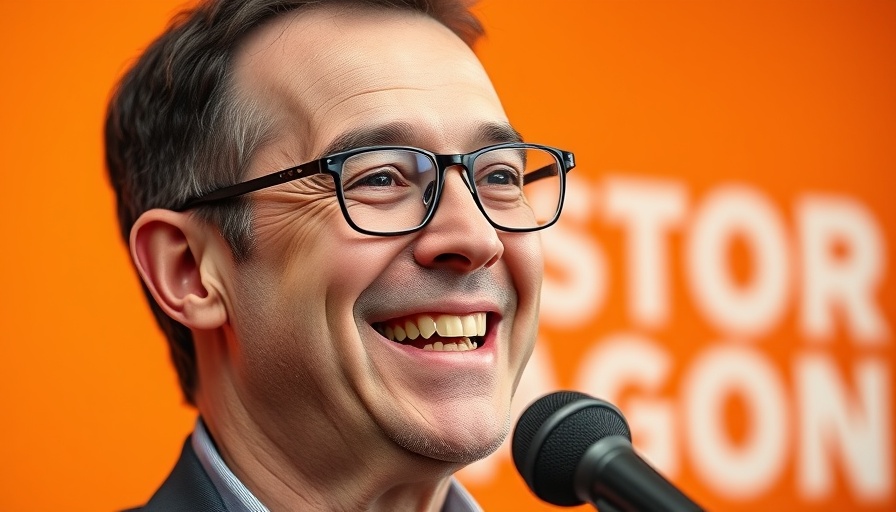 Smiling man with glasses speaking, cultivate happiness.