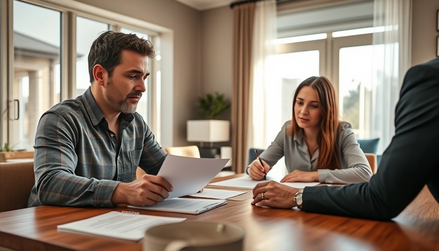 Home sellers reviewing closing documents with agent