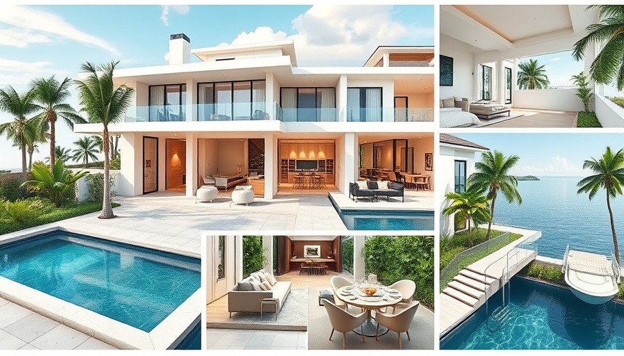 Luxurious dream houses collage showcasing modern interiors and exteriors.