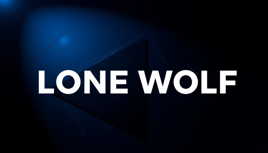 Lone Wolf logo on geometric blue background.