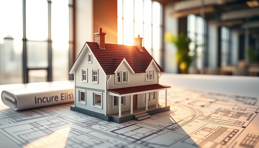 Model house on architectural plans illustrating housing market recovery.