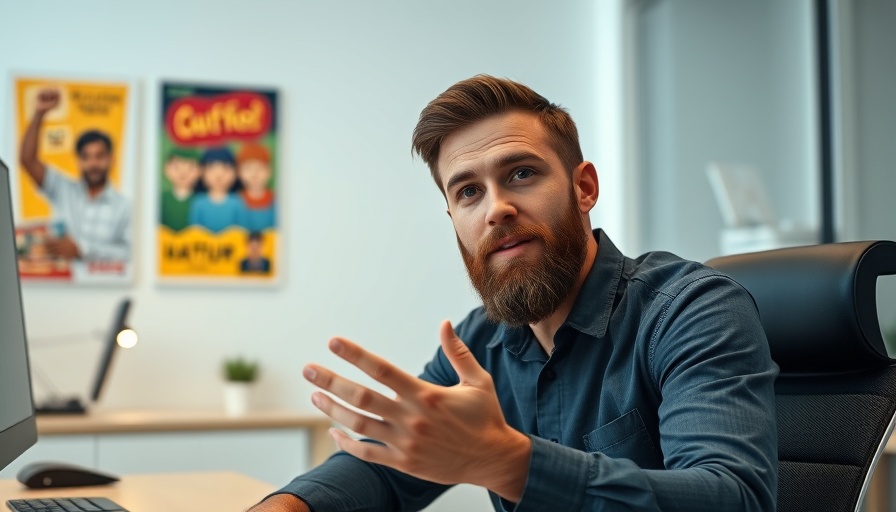 Young man explaining in an office setup, properties manage YOU.