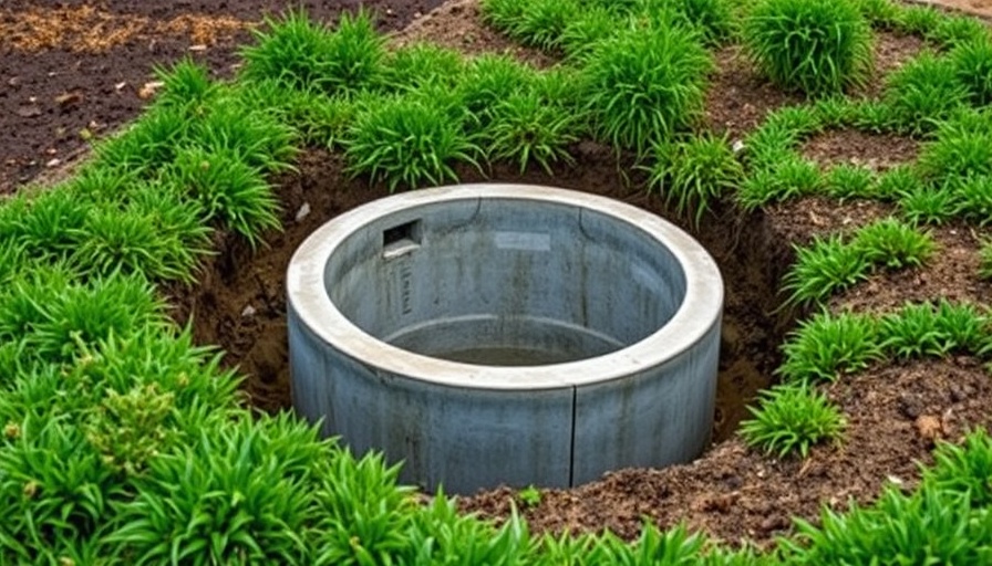 Concrete septic tank in garden - buying a house with a septic tank.
