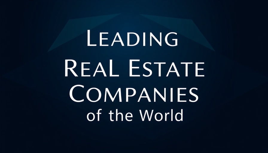 Elegant real estate leadership development logo on dark geometric background.