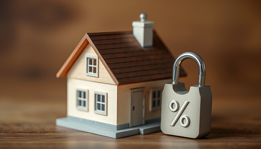Miniature house with percentage and padlock symbolizing mortgage rates cooling.