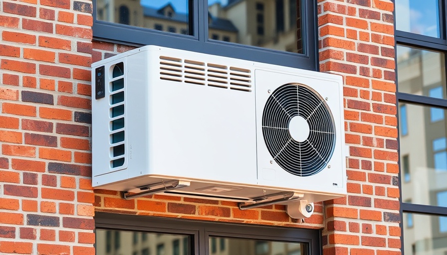 Central AC installation on condo brick wall exterior.