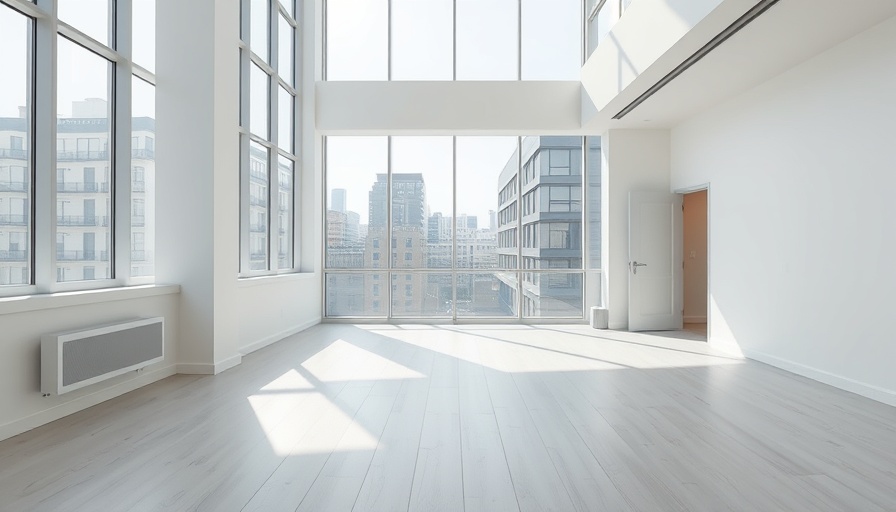 Empty room with large windows in Park Slope housing lottery.