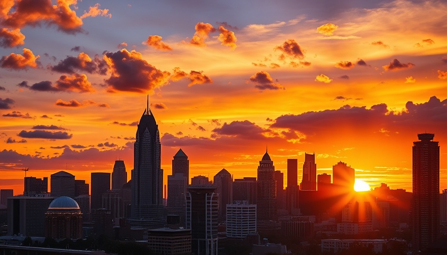 Atlanta skyline at sunset with golden light and skyscrapers, Brandi Lewis Keller Williams Atlanta.