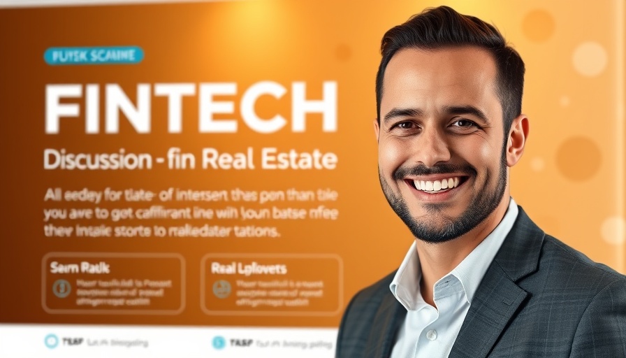 FinTech innovations in real estate digital banner with speaker image and event details.