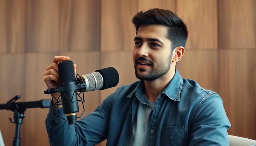 Young man discussing real estate investment opportunities in a podcast.