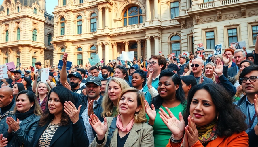 Activists at NYC city hall supporting broker fee law