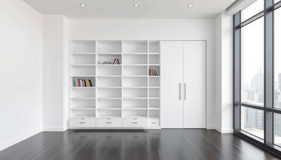 Minimalist white bookshelf walls in NYC apartment for renters