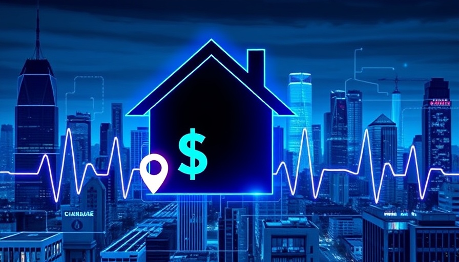 Futuristic real estate graphic depicting mortgage tech.