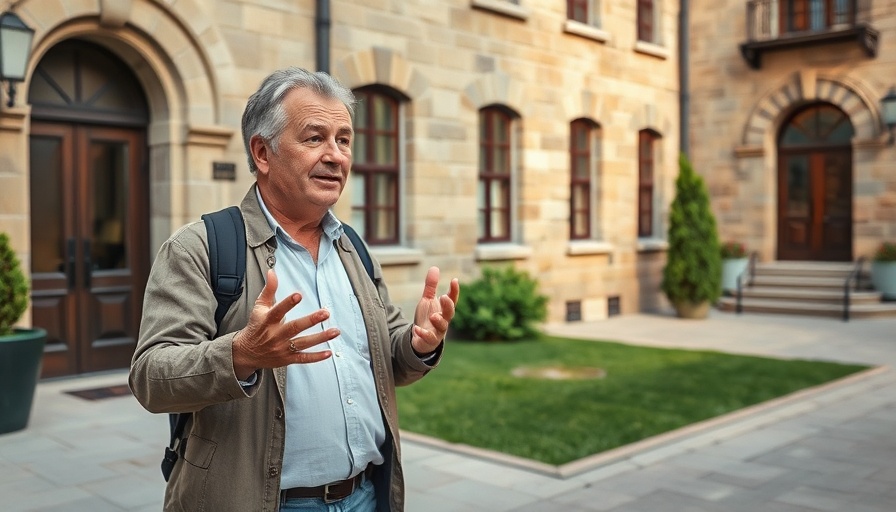 Urban scene with speaker discussing $150,000 per unit in the Midwest.