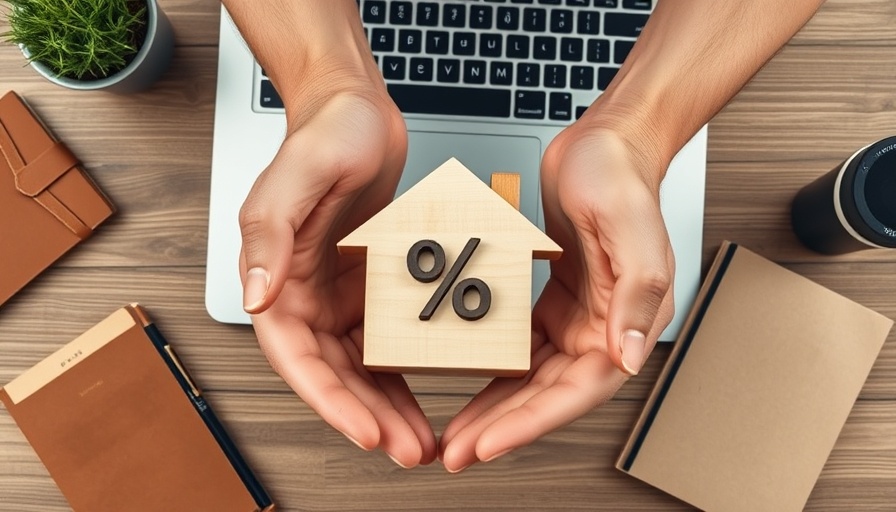 Conceptual image of hands around a house model with percentage, symbolizing mortgage spreads nearing normalization.