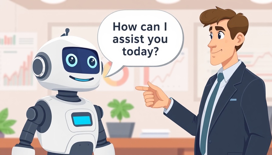 ChatMMI AI interface cartoon with robot and businessman interaction.
