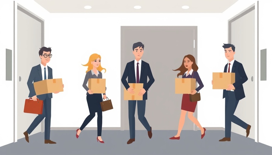 Illustration of layoffs post Redfin acquisition with people carrying boxes.