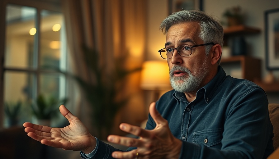 Middle-aged man discussing tax-free overtime tips indoors.