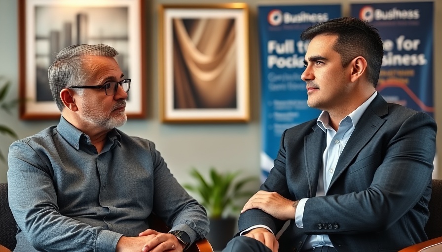 Two men discussing a career in real estate, professional setting.