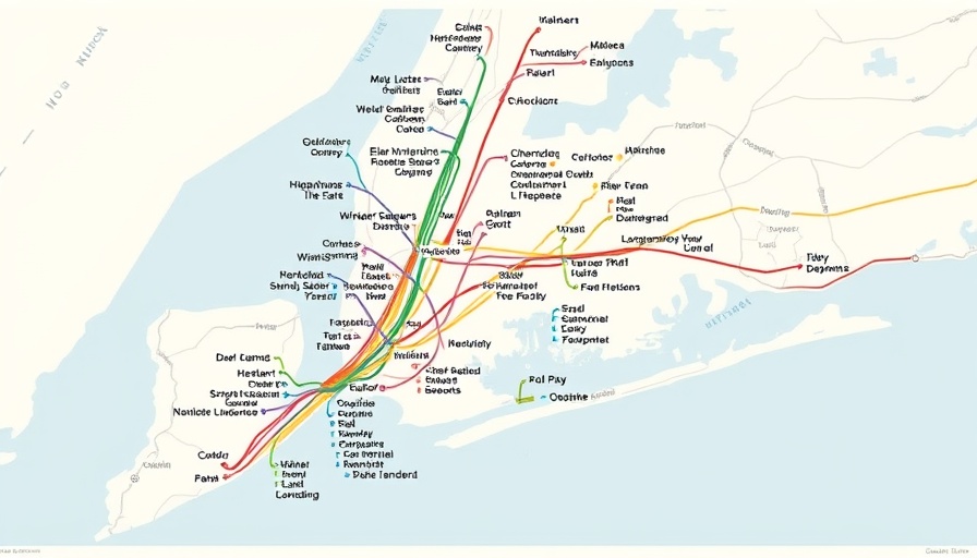 NYC ferry route map showing various commuter lines.