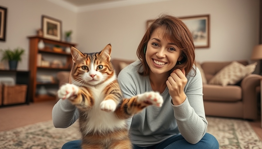 Woman and playful cat in cozy home scene; economic trends behind cat videos.