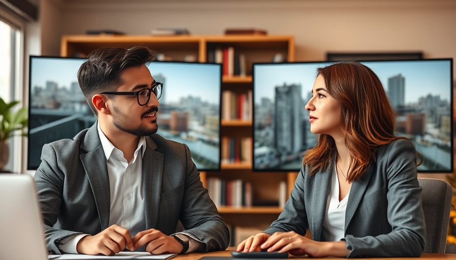 Two professionals in a video call discussing urban development.