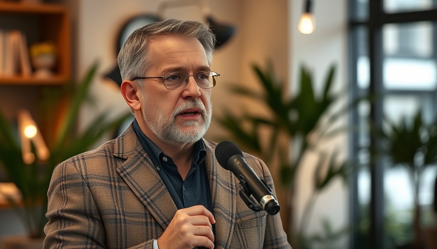 Man discussing how to easily save 15.3% on taxes in an indoor setting.